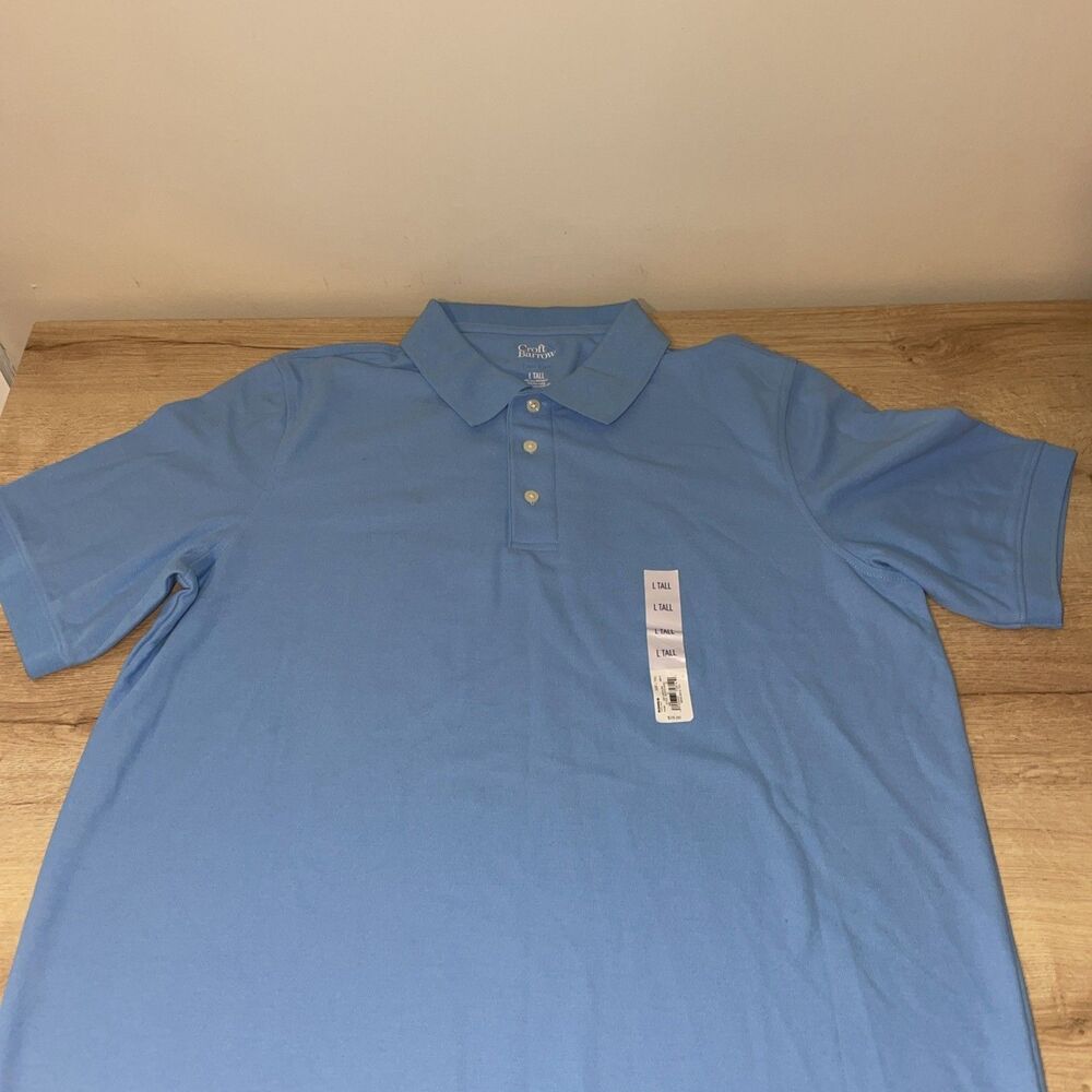 Croft & Barrow Easy Care Light Blue Polo Shirt L TALL Cotton Pique Golf Preppy